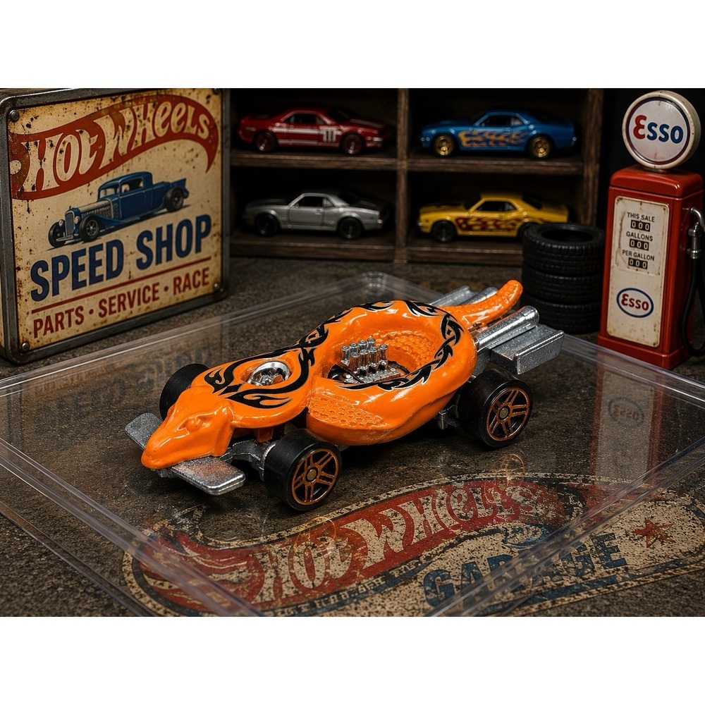 Vintage 1985 Hot Wheels Cobra Viper Snake Orange Diecast Car Malaysia Loose